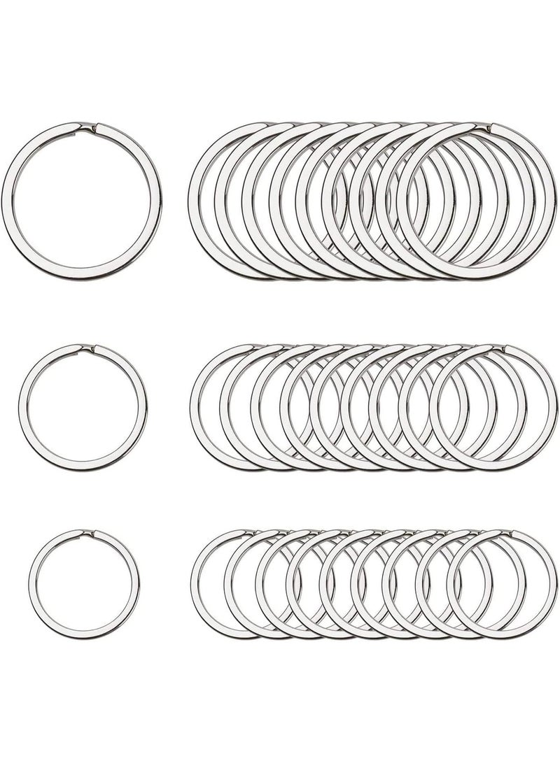 HZYH Flat Key Rings, 60 Pieces Metal Keychain Rings, Silver Jewelry Small Rings, Split Keyrings Flat O Ring in 3 Sizes for Home Car Keys Attachment, Crafts, DIY Accessories - Image 1