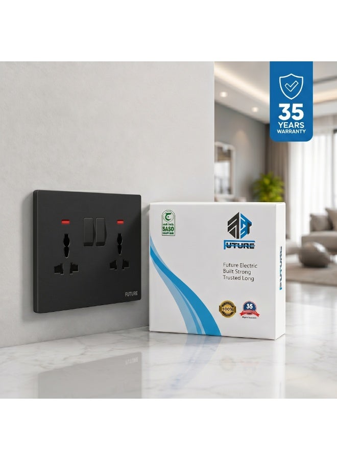 Future 13A Double Universal Socket with Switch | Dual Electrical Power Outlet | Heavy Duty Wall Socket | Premium Switch & Socket Series | 35 Years Warranty | UAE Standard - Image 2