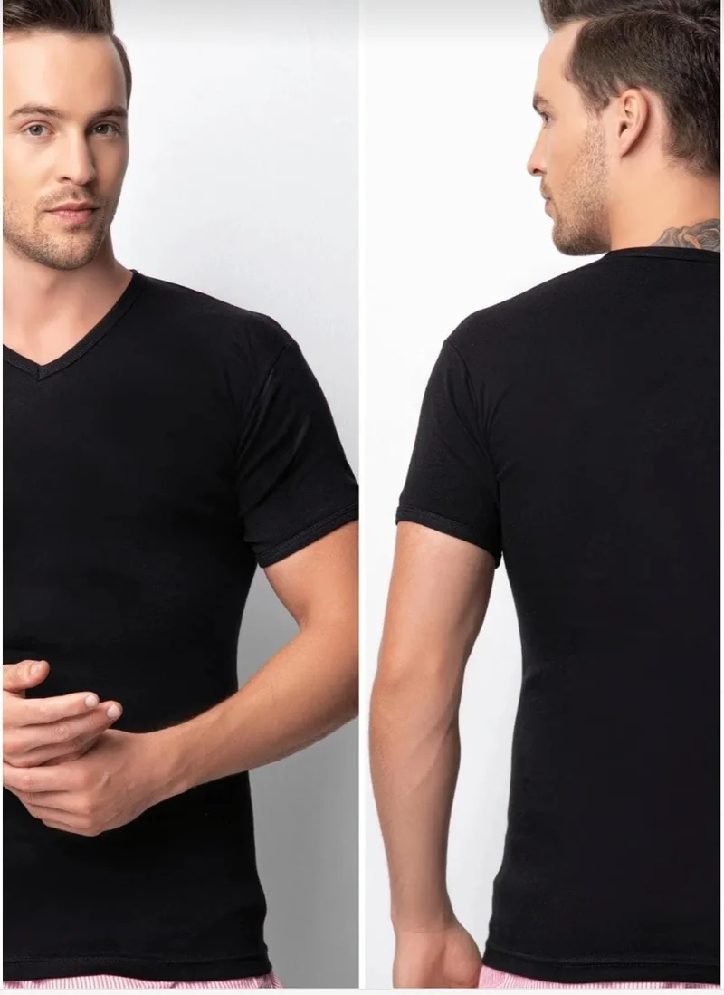 دونكس Lycra Cotton Rib Half Sleeve V Neck Men's Undershirt