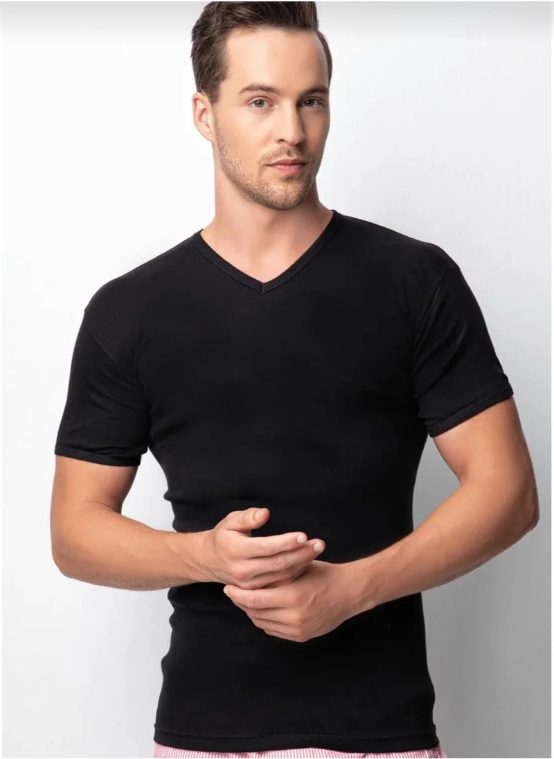 دونكس Lycra Cotton Rib Half Sleeve V Neck Men's Undershirt