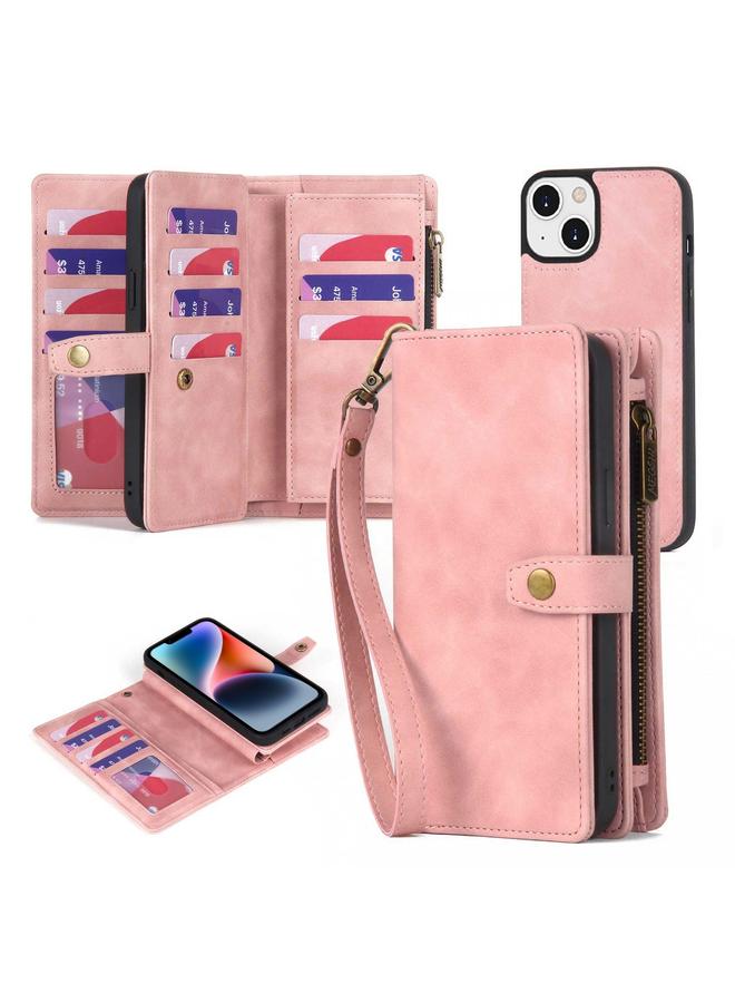 S-TOP Case For iPhone 14 Plus Zipper Wallet Magnetic Detachable Leather Phone Case - Image 1