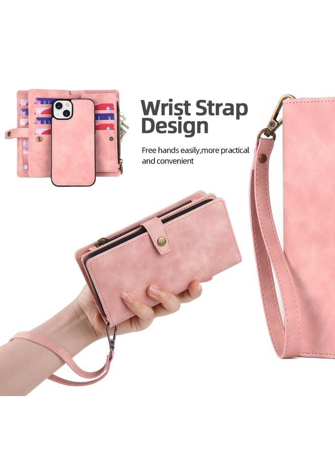 S-TOP Case For iPhone 14 Plus Zipper Wallet Magnetic Detachable Leather Phone Case - Image 4