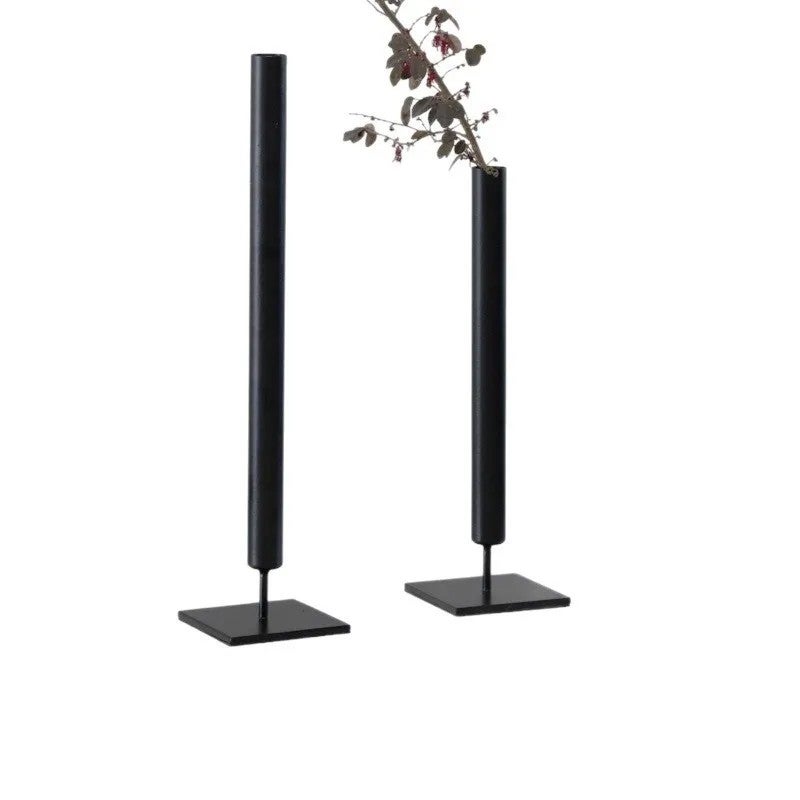 Y&D Wabi-Sabi Metal Iron Flower Vase - Simple Black Modern Design for Living Room Tabletop Floral Arrangements - Rustic Vases - Image 2