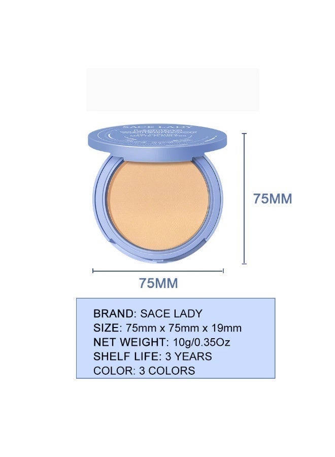 ساس ليدي بودرة مضغوطة من SACE LADY - بودرة وجه مقاومة للماء، تدوم طويلاً، تتحكم في الزيوت وتمنح مظهرًا مطفيًا مع إسفنجة - بيج طبيعي - الوزن الصافي [9.9 جم/0.35 أونصة] - Image 5