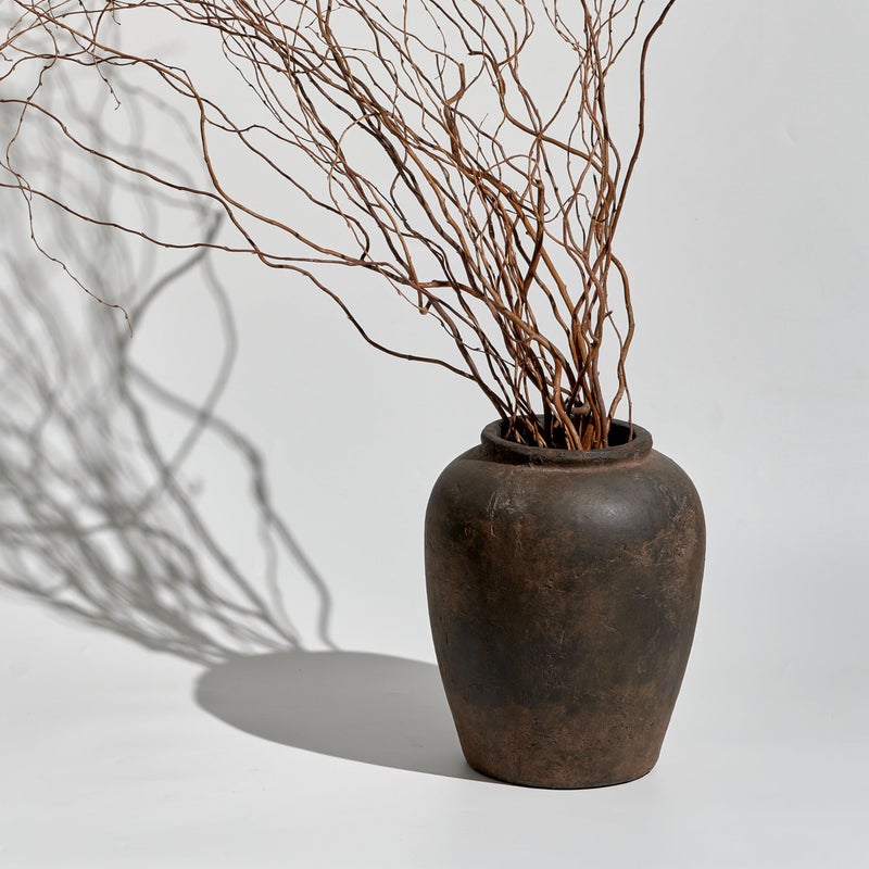 LB2 Brown Ceramic Large Vase, 11" Tall Zen Style vase, Terra Cotta Pitcher, Distressed Farmhouse Decor, Pottery Decorative Flower for Home Decor (A - Brown 11.8") - Image 4