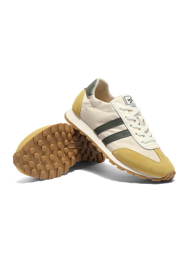 Senda a Agan Women's Non-slip Comfortable Outdoor Sports Casual Shoes Women's Derby Shoes Off-white Yellow Size 39 - Image 3