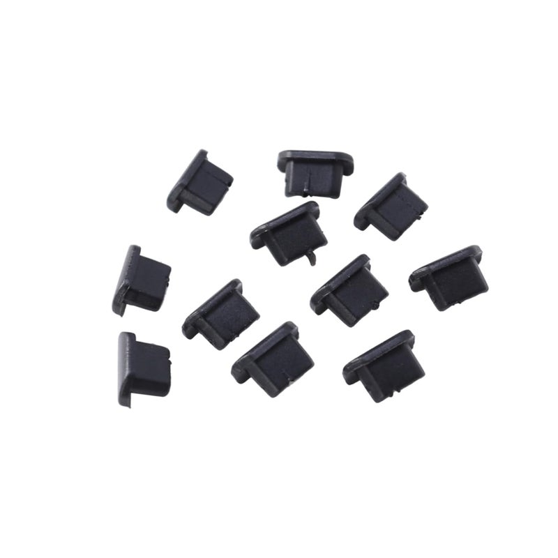 10pcs Black Universal Phone Port Dust Plugs For Charging Audio Jack And USB C Ports - Image 2