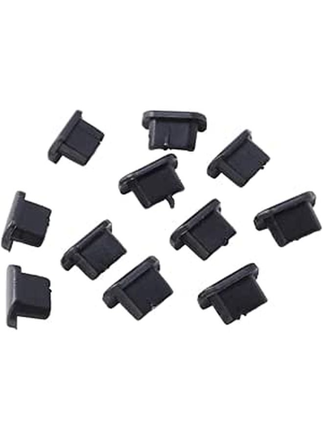 10pcs Black Universal Phone Port Dust Plugs For Charging Audio Jack And USB C Ports - Image 1