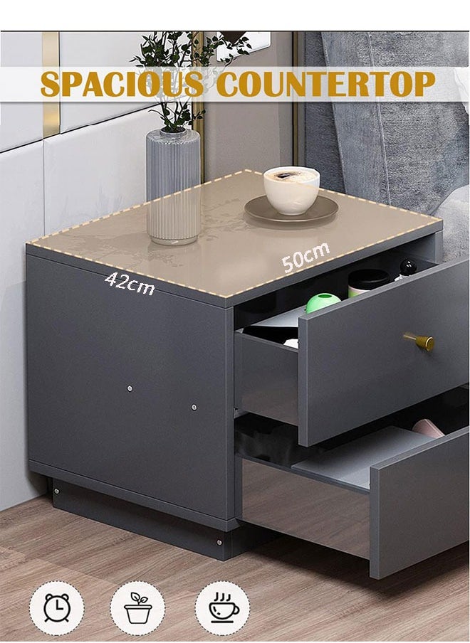 NightStand,Bedside Tables with Storage Shelf and Drawer,Modern End Table Side Table,Bedroom Storage Cabinet,Wood Night Stand Sofa Side Table for Living Room Bedroom(50*42*60CM)