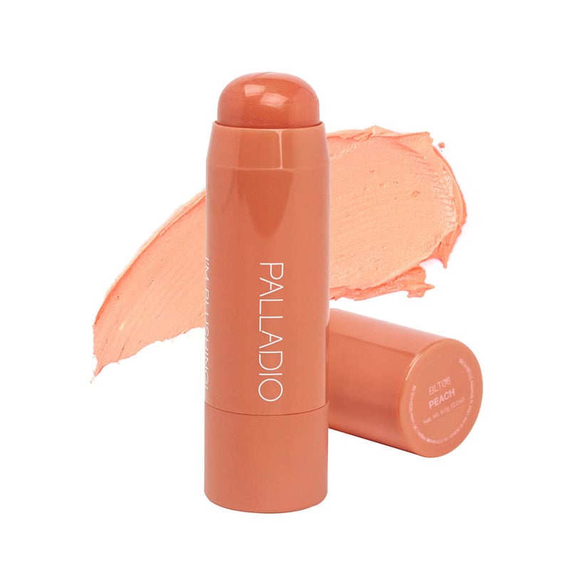 Palladio Im Blushing 2in1 Cheek and Lip Tint Buildable Lightweight Cream Blush Sheer Multi Stick Hydrating formula All day wear Easy Application Shimmery Blends Perfectly onto Skin Peach
