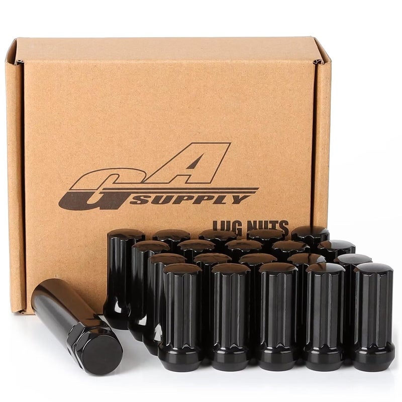 GAsupply 1/2-20 Black Spline Lug Nuts - 20 Pack with Lock Key Socket - Image 1