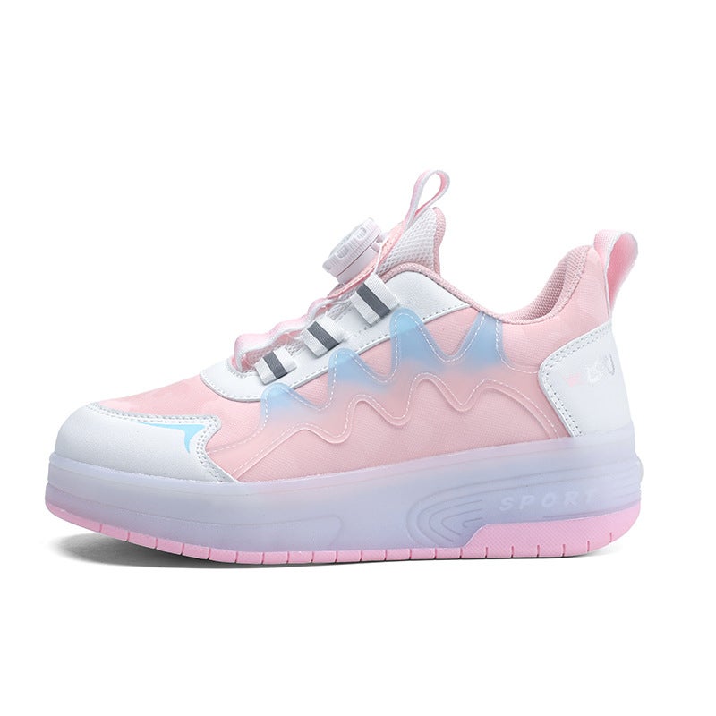 Generic Student walking shoes four-wheel childrens roller skating shoes mens and womens detachable ultra-light version shoes with wheels in stock wholesale Pink 