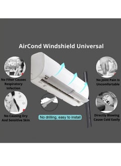 رايتشر حامي هواء مكيف الهواء  Air Conditioner Deflector، حاجز توجيه هواء التكييف، حامي قابل للتعديل لمنع تدفق الهواء مباشرة من مكيف الهواء، للاستخدام في المنزل والمكتب، حاجب هواء قابل للسحب لمكيف ال  - Image 5
