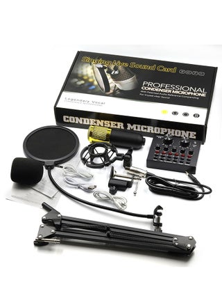 Podcast Equipment Bundle BM-800 Mic Kit with Live Sound Card Adjustable Mic Suspension Scissor Arm Metal Shock Mount and Double-Layer Pop Filter for Studio Recording & Broadcasting - pzsku/Z9E60033A07A47789E550Z/45/_/1656644964/aadbced6-99b5-41bc-95b1-12b8b9ad4e61