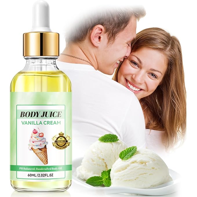 YOOJ Vanilla Cream Body Juice Oil, Deep Moisturizing Nourishing Body Oil, Long Lasting Vanilla Cream Fragrance Body Care Oil, Eliminates Odor, Ph Balanced, Natural Fruit Oil Infused Body Oil - Image 1