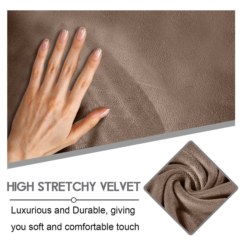 ULTICOR Velvet 8-Pieces Recliner Sofa Covers Stretch Reclining Couch Covers for 3 Cushion Reclining Sofa Slipcovers Furniture Covers Thick Soft Washable (3 Seater Recliner Cover, Sand) - Image 3