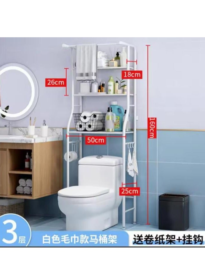 Over Toilet Storage Bathroom Shelving White 25x46x160 cm - Image 2