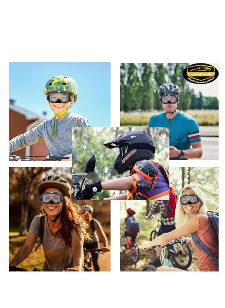 Generic Motorcycle goggles, pneumatic goggles for men women windproof dustproof ski goggles, safety glasses (large size-light black lens - from Rana store  - Image 3