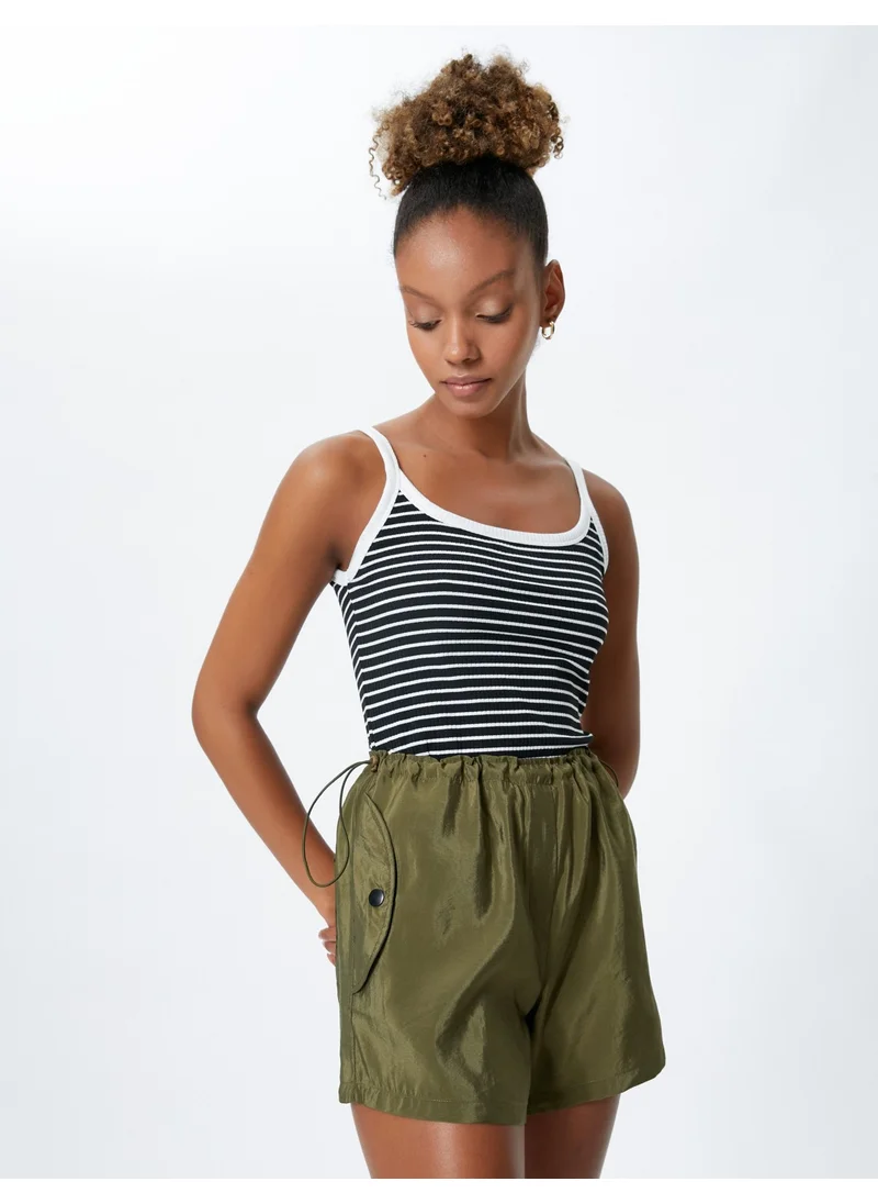 كوتون Parachute Mini Shorts with Drawstring Waist, Stopper and Flap Pocket