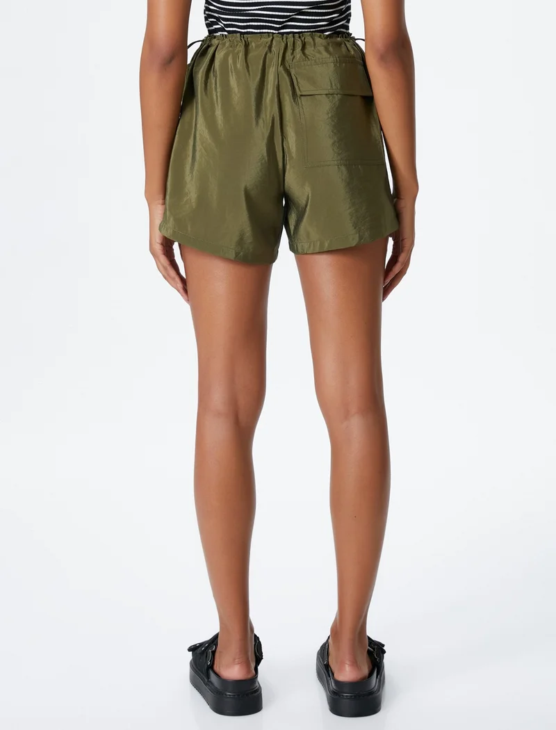 KOTON Parachute Mini Shorts with Drawstring Waist, Stopper and Flap Pocket