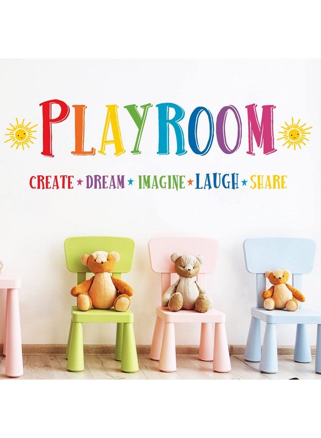 Mfault Large Playroom Rule Wall Decals Stickers, Inspirational Create Share Imagine Laugh Dream Quotes Nursery Classroom Decoration Neutral Bedroom Art, Motivational Words Toddler Kids Room Home Decor - Image 3