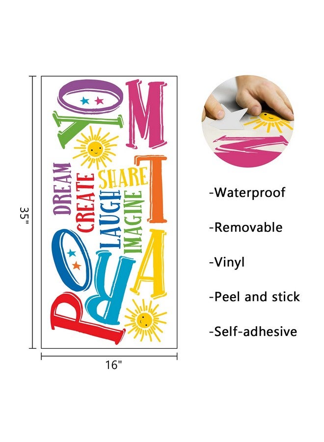 Mfault Large Playroom Rule Wall Decals Stickers, Inspirational Create Share Imagine Laugh Dream Quotes Nursery Classroom Decoration Neutral Bedroom Art, Motivational Words Toddler Kids Room Home Decor - Image 2
