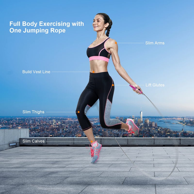 LIFEEZY Jump Rope, High Speed Weighted Jump Rope - Premium Quality Tangle-Free - Self-Locking Screw-Free Design - Jump Ropes for Fitness - Skipping Rope for Workout Fitness, Crossfit & Home Exercises (Pink) - Image 5
