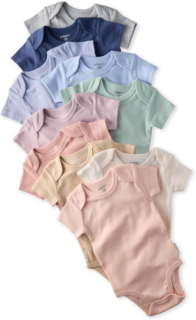 باتربلو Butterblu Avery 10-pack Short Sleeve Bodysuits​ 100% Organic Cotton Clothes for Newborn and Baby Girls, Boys, Unisex​ - Image 1