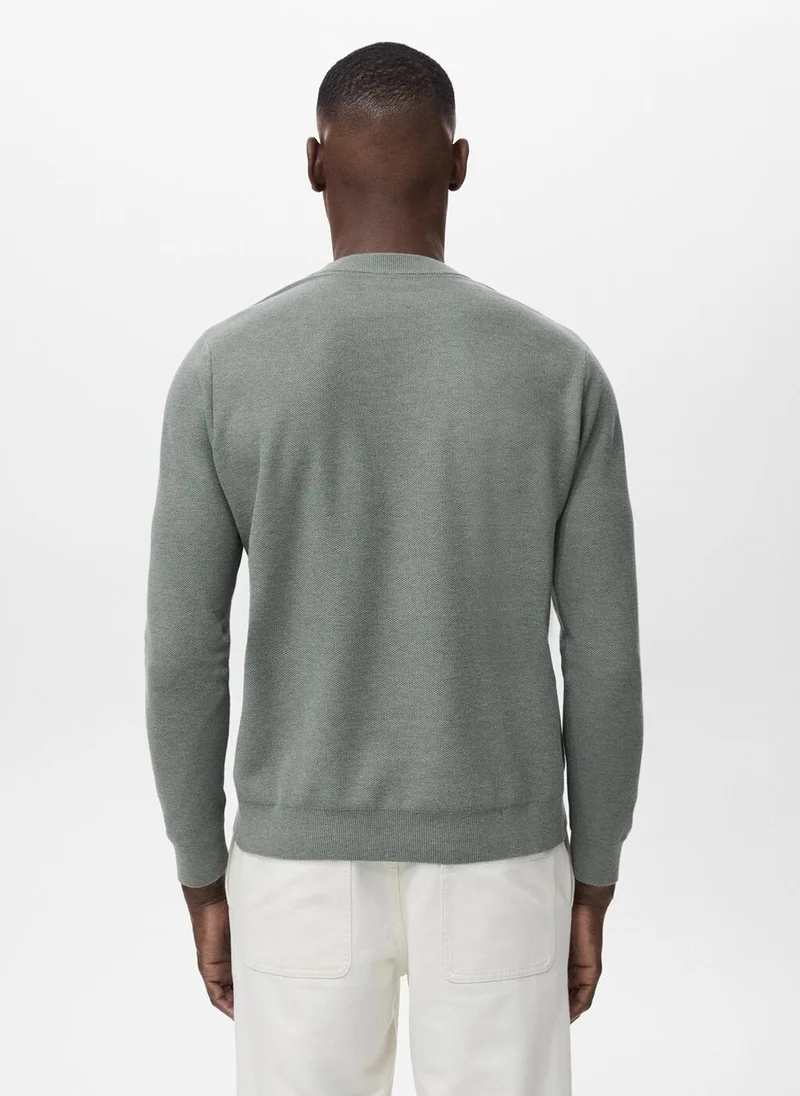 مانجو مان كنزة قطنية محبوكة ذات بنية دقيقة