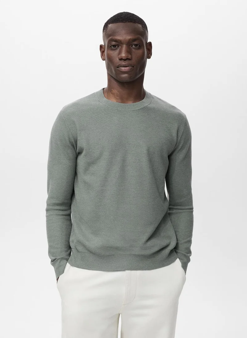 مانجو مان كنزة قطنية محبوكة ذات بنية دقيقة