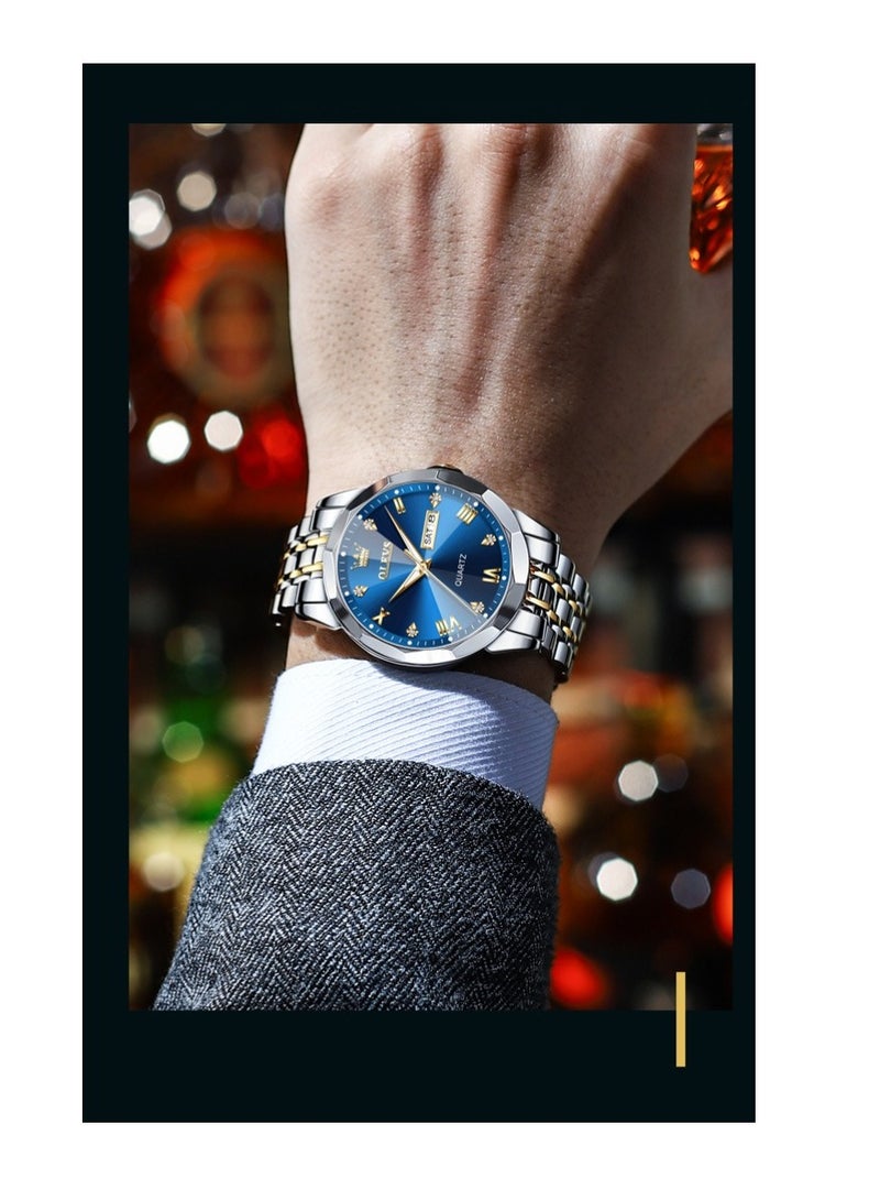 OLEVS Men's Waterproof Stainless Steel Business Fashion Watch 41mm - Gold - Image 5