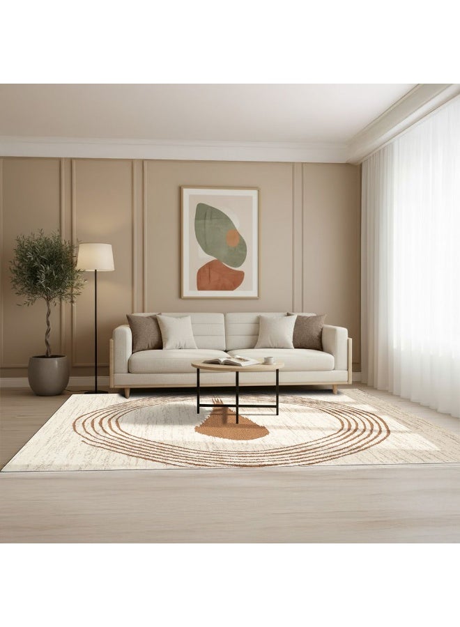 DANUBE HOME La Perle Modern Abstracts Rug |Washable Modern Rugs Style | Polypropylene+Polyester Area Rug Floor Covering | Indoor Carpet For Living Room Dining Bedroom 160X230cm-White Rust-231200400525 - Image 2