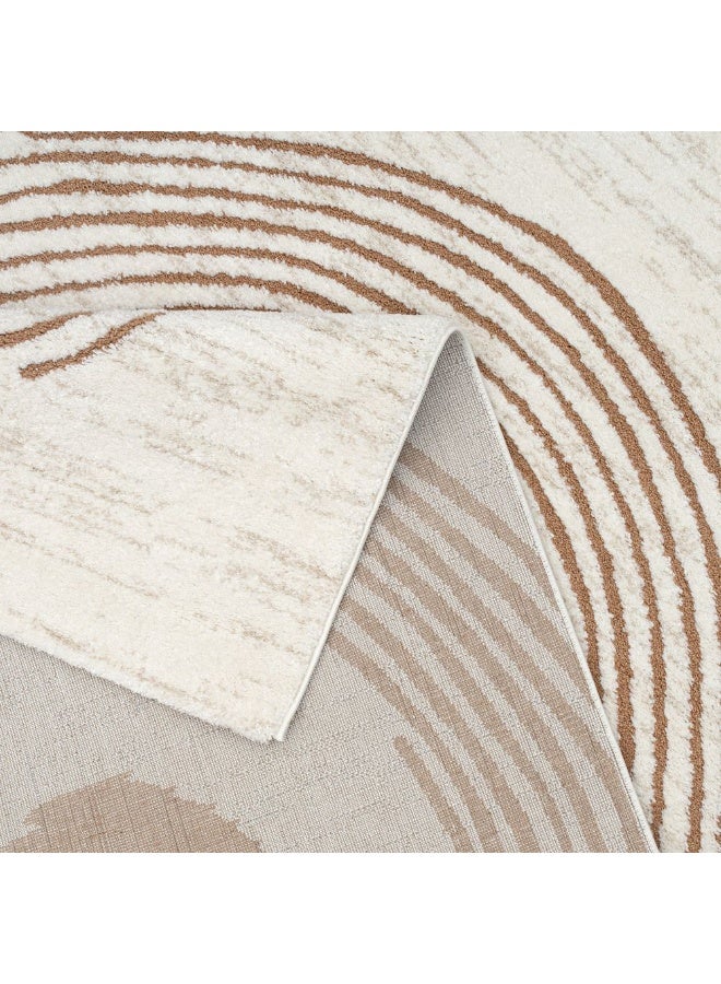 DANUBE HOME La Perle Modern Abstracts Rug |Washable Modern Rugs Style | Polypropylene+Polyester Area Rug Floor Covering | Indoor Carpet For Living Room Dining Bedroom 160X230cm-White Rust-231200400525 - Image 5