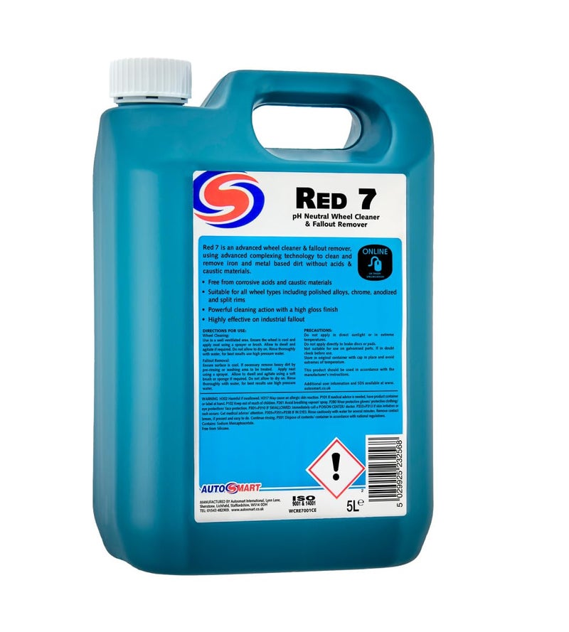 Autosmart RED 7, PH Neutral Wheel Cleaner, 5L, Official - Image 1