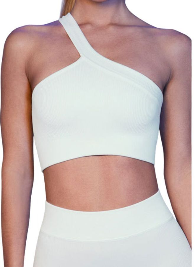 Mei Stylish Women's Seamless One Shoulder Gym Fitness Yoga Workout Sports Crop Bra Top Tee - Image 5