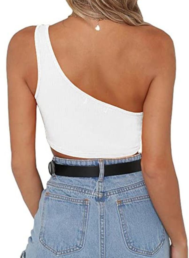 Mei Stylish Women's Seamless One Shoulder Gym Fitness Yoga Workout Sports Crop Bra Top Tee - Image 3