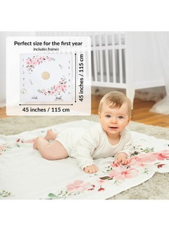 Baby Milestone Blanket Cotton Muslin Swaddle Blanket Monthly Photo Mat For Newborn Girl Cherry Blossom Flowers Personalised Baby Shower Present For New Mums Age Mat Includes Wooden Frames - pzsku/Z9E603A12C6E5F8585042Z/45/_/1720104006/62a3a7c3-33e1-4ed2-b49a-16253374873c