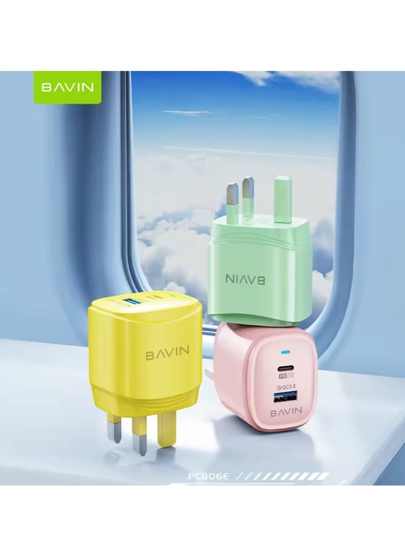 Bavin - BAVIN High Quality Colorful PD 20W QC Fast Charging Charger USB Type C Portable Android Chargers with Cable c806e - Image 1