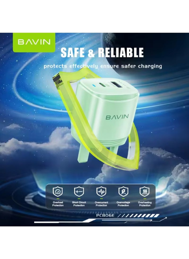 Bavin - BAVIN High Quality Colorful PD 20W QC Fast Charging Charger USB Type C Portable Android Chargers with Cable c806e - Image 1