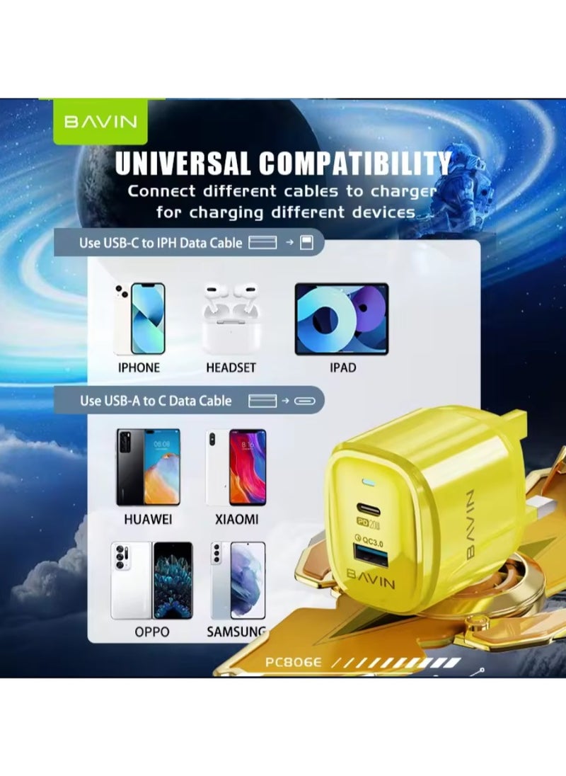 Bavin - BAVIN High Quality Colorful PD 20W QC Fast Charging Charger USB Type C Portable Android Chargers with Cable c806e - Image 1