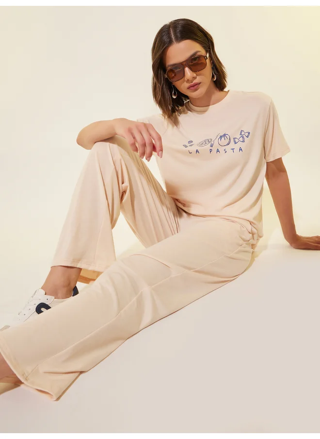 Take Two Take Two Graphic Printed Short Sleeve T-Shirt and Pants Co-Ords