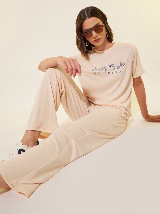 Take Two Take Two Graphic Printed Short Sleeve T-Shirt and Pants Co-Ords  - Image 1