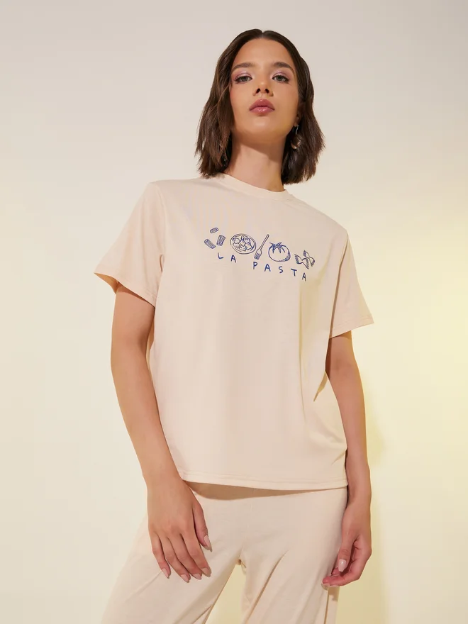 Take Two Take Two Graphic Printed Short Sleeve T-Shirt and Pants Co-Ords