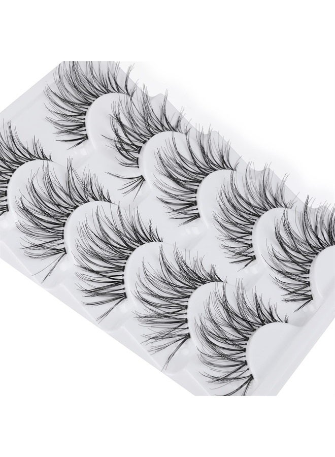 LANFLOWER False Eyelashes Glamour Fake Lashes Reusable 100% Handmade (5 Pairs) - Image 3