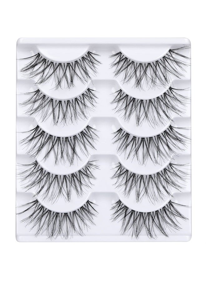 LANFLOWER False Eyelashes Glamour Fake Lashes Reusable 100% Handmade (5 Pairs) - Image 1