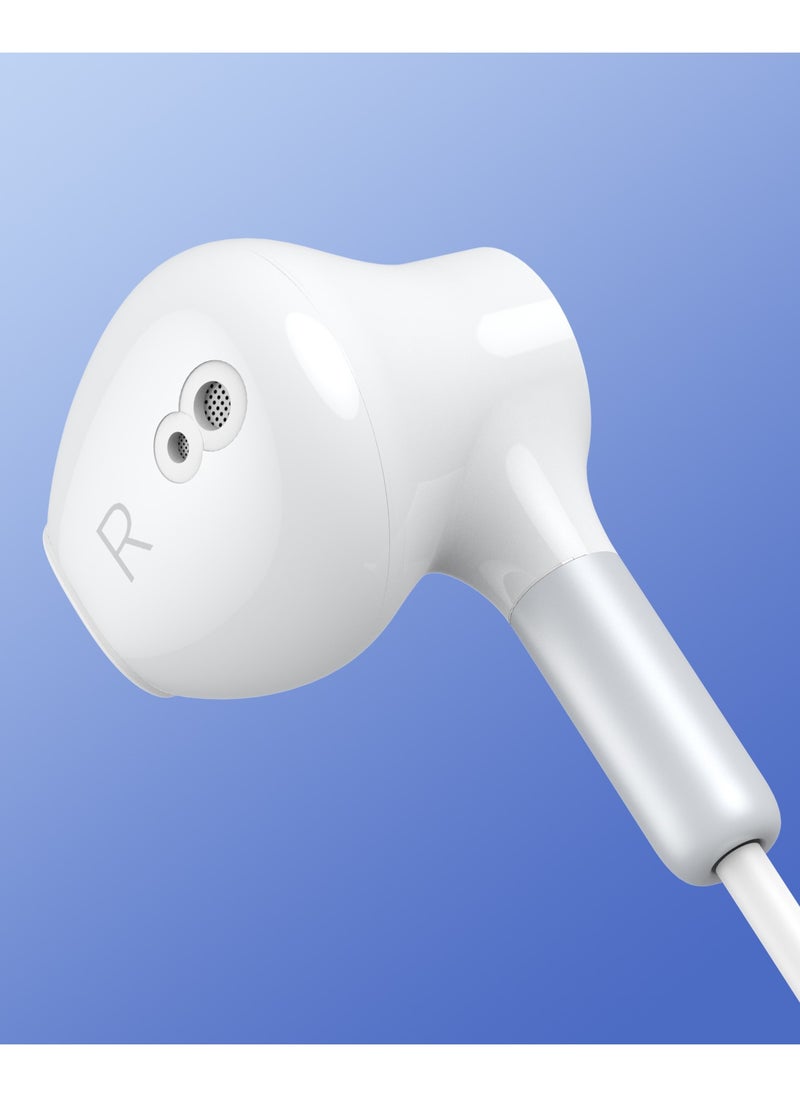 DAW-LINK - Dawlink 3.5mm Mono Wired Earphone with Mic, Crystal Clear Calls, 14mm Driver, Comfortable  Half In-Ear Design, Lightweight ABS & TPE Material, 3-Button Control, Compatible with iPhone, Samsung, OnePlus, Xiaomi, Huawei, Google Pixel, iPads & Laptops – White - Image 1