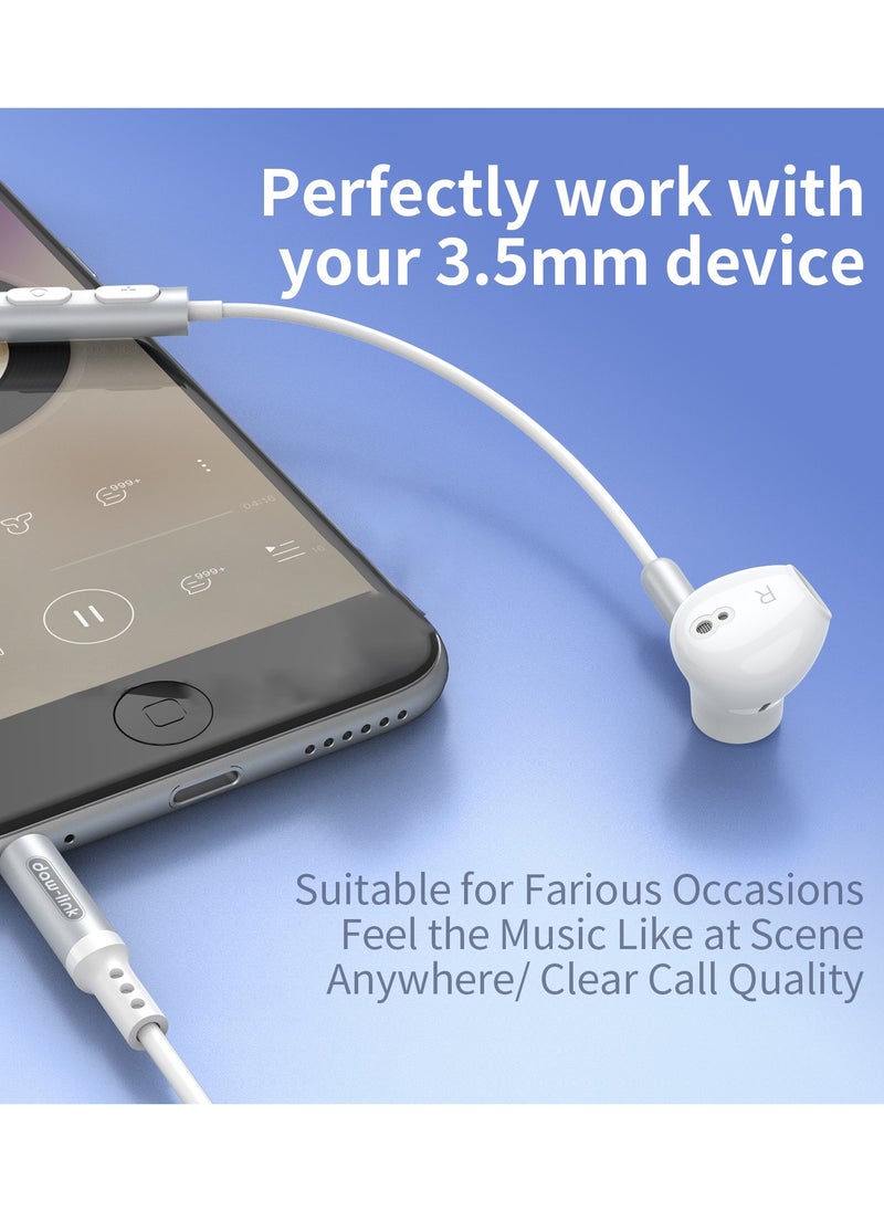 DAW-LINK - Dawlink 3.5mm Mono Wired Earphone with Mic, Crystal Clear Calls, 14mm Driver, Comfortable  Half In-Ear Design, Lightweight ABS & TPE Material, 3-Button Control, Compatible with iPhone, Samsung, OnePlus, Xiaomi, Huawei, Google Pixel, iPads & Laptops – White - Image 1
