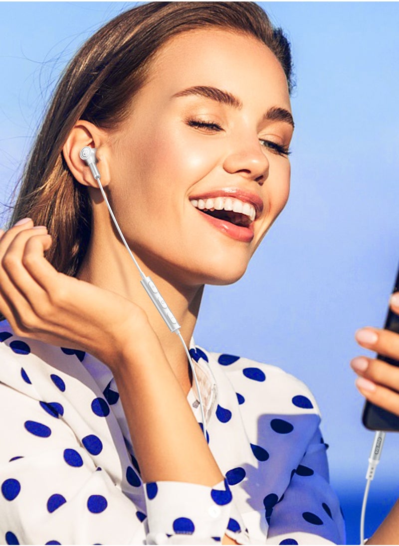 DAW-LINK - Dawlink 3.5mm Mono Wired Earphone with Mic, Crystal Clear Calls, 14mm Driver, Comfortable  Half In-Ear Design, Lightweight ABS & TPE Material, 3-Button Control, Compatible with iPhone, Samsung, OnePlus, Xiaomi, Huawei, Google Pixel, iPads & Laptops – White - Image 1