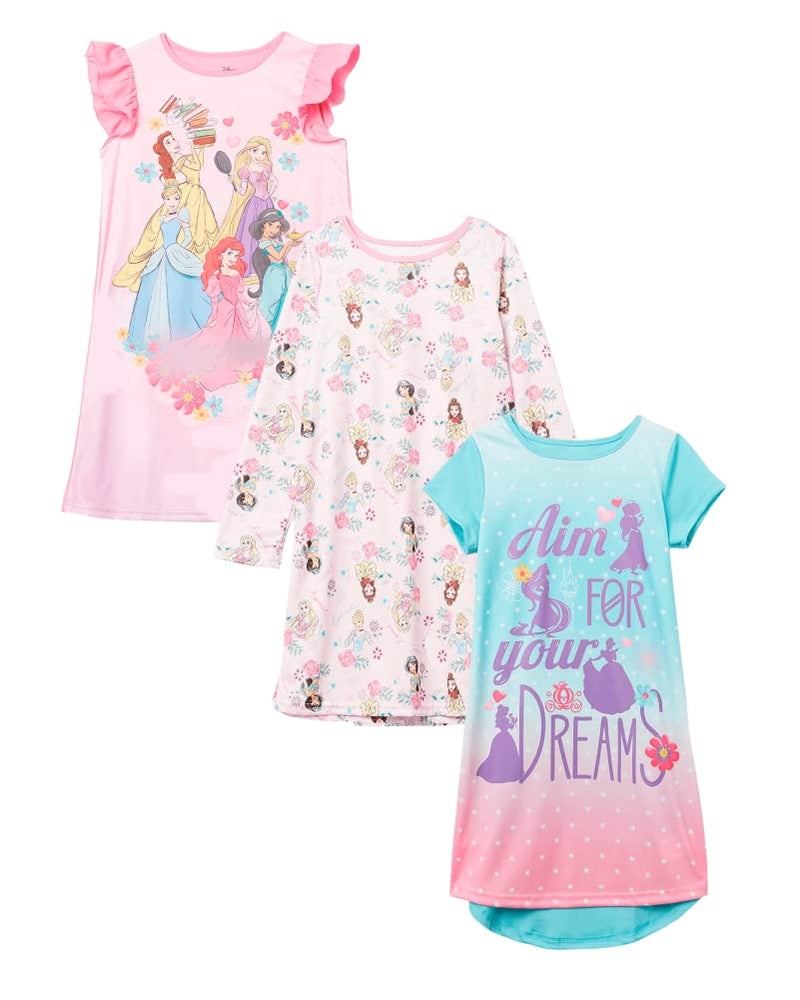 Disney Girls' Princess 3-Pack Nightgown, GIRLS RULE 3, 4 - Image 1