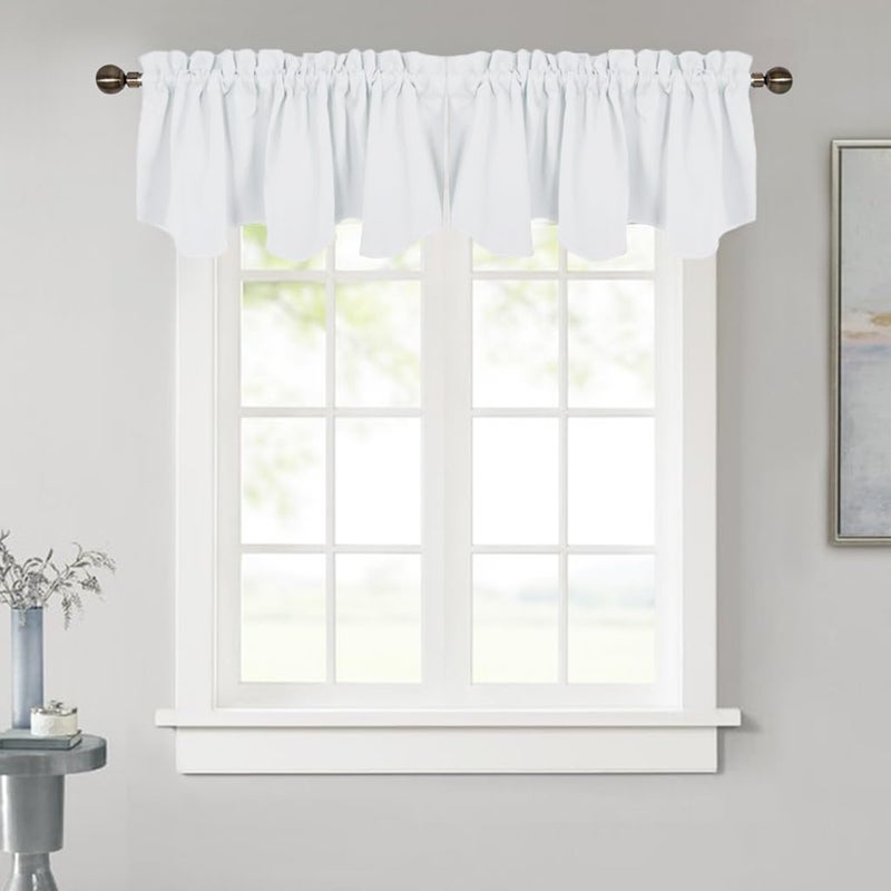 NICETOWN NICETOWN Kitchen Window Blackout Valance  Rod Pocket 50 Blackout Functional Room Decoration Short Tiers for Kitchen WindowBasementDormPure White 1Pack